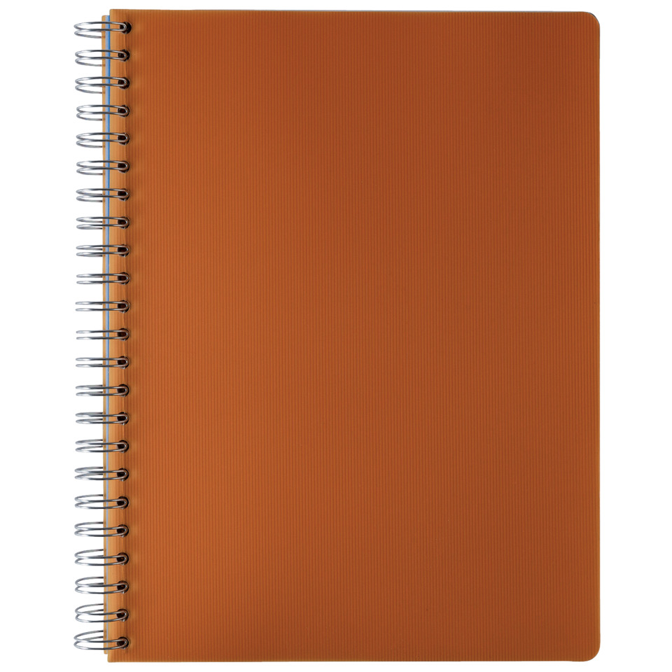 Notizbuch, Spirale, Orangene, Klebebindung?,  Linienstruktur