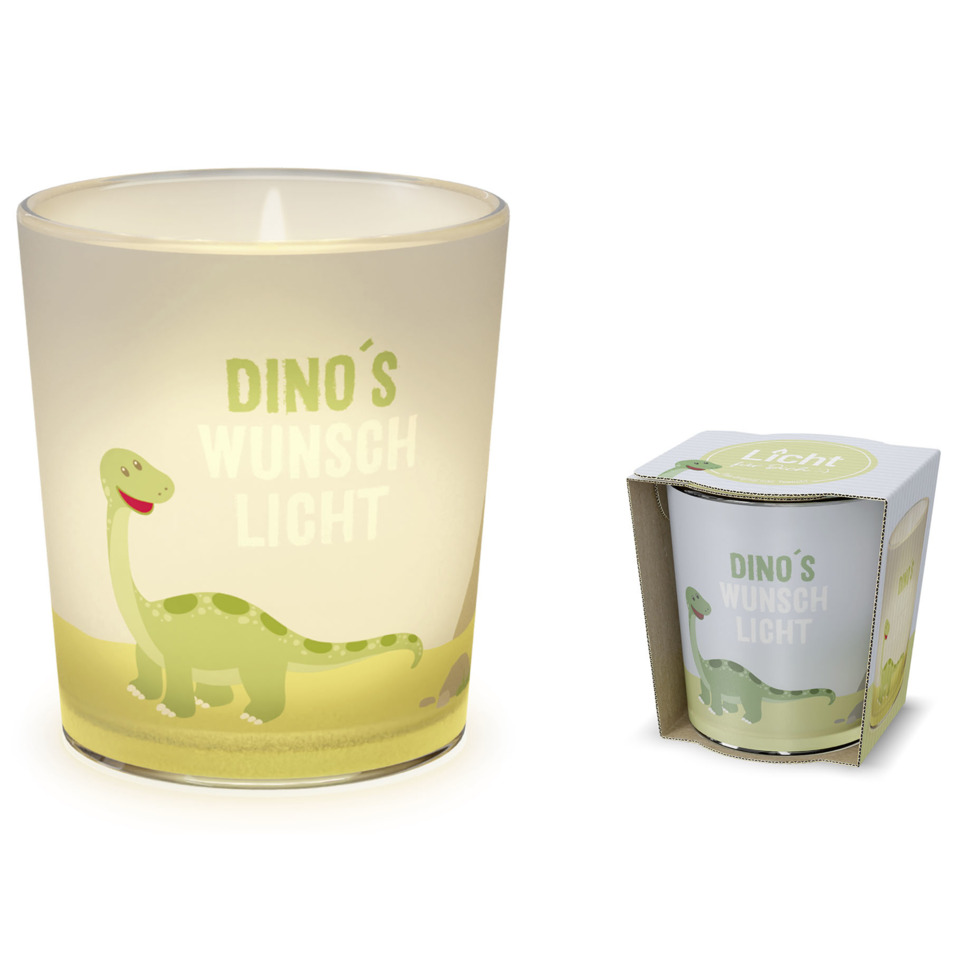 Dino, Wunschlicht, Kinderbecher, Glas, Grün