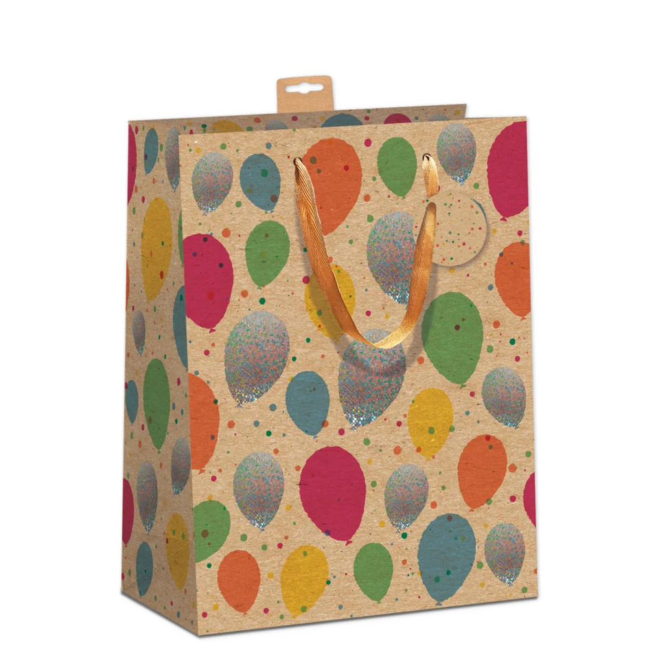 Geschenktüte, Partytasche, Ballons Muster, Knotten Griff, Papiertasche