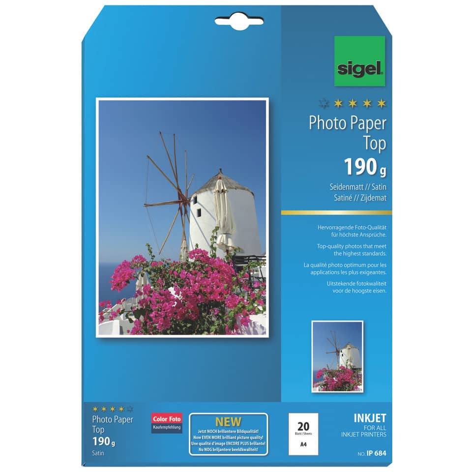 Fotopapier, Top, A4, Satin, 190 g