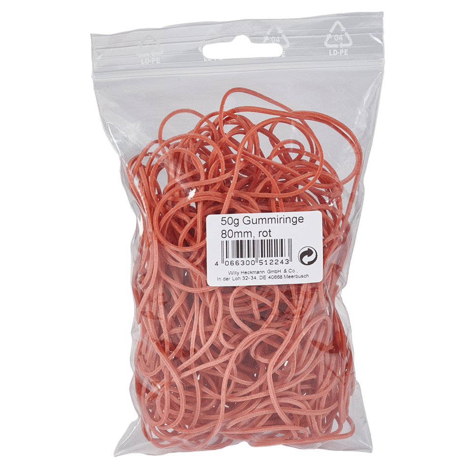 Gummiringe, Ø80mm, 50g, rot WIHEDÜ 515.224