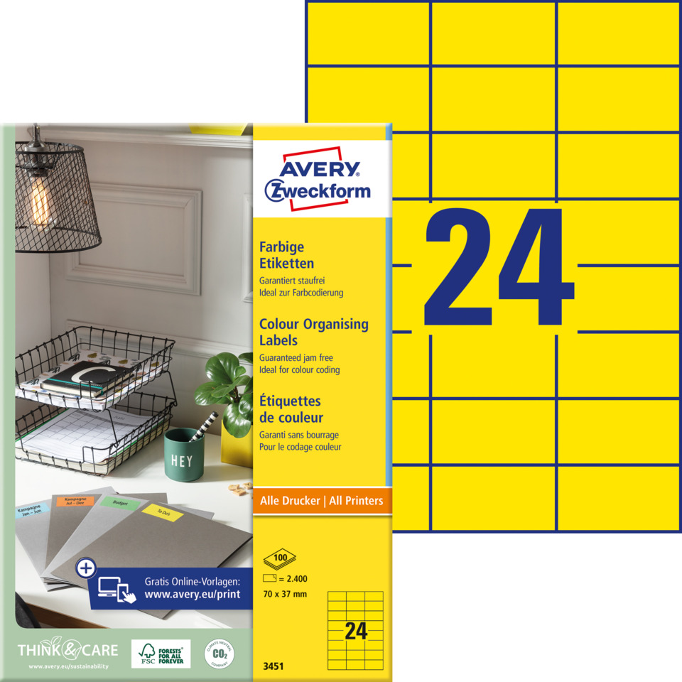Etiketten, Color Organising Labels, Etikettenbogen, Farbig, Druckerbezeichnungen