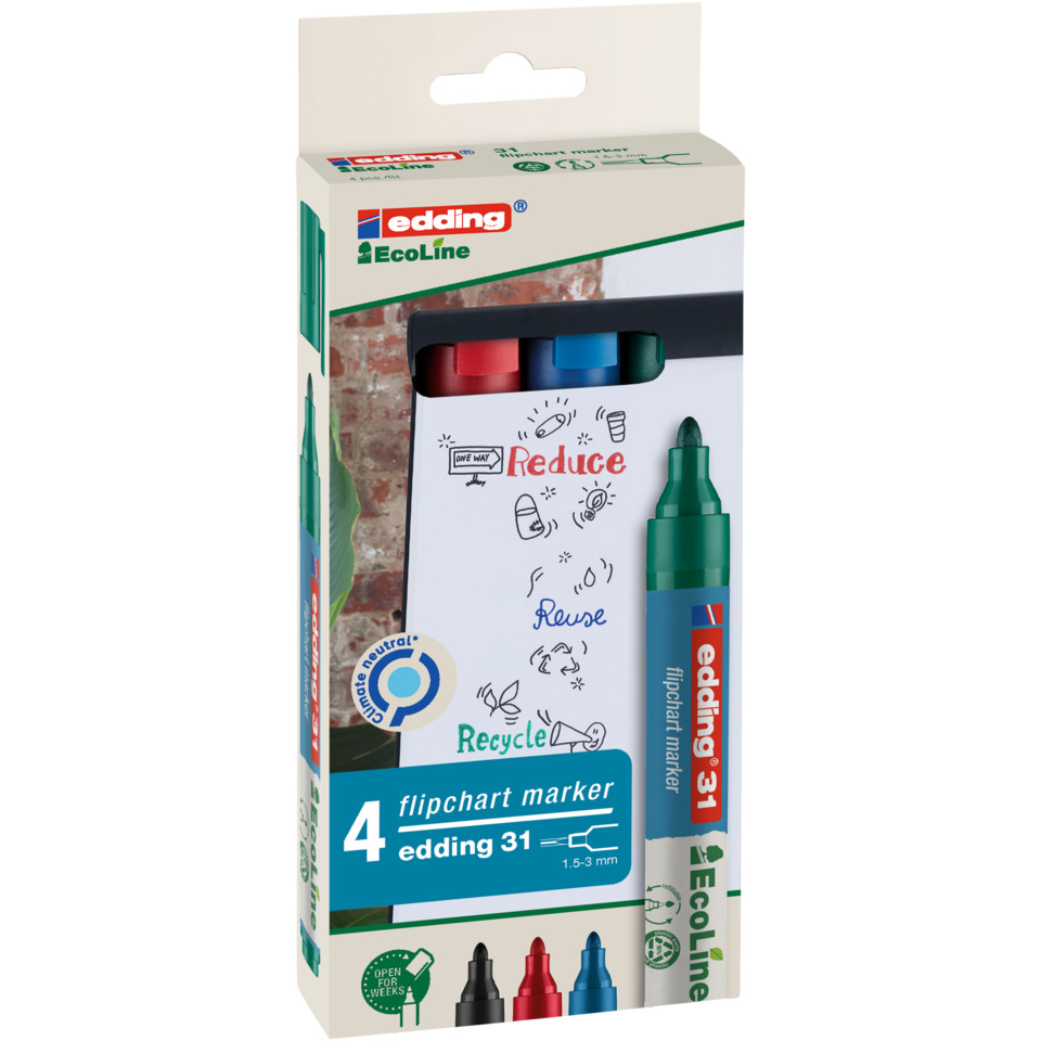 Filzstift, Edding 31, EcoLine, Set, Markerstift, flipchart markers, marker set, edding 31, recycle, ecoLine