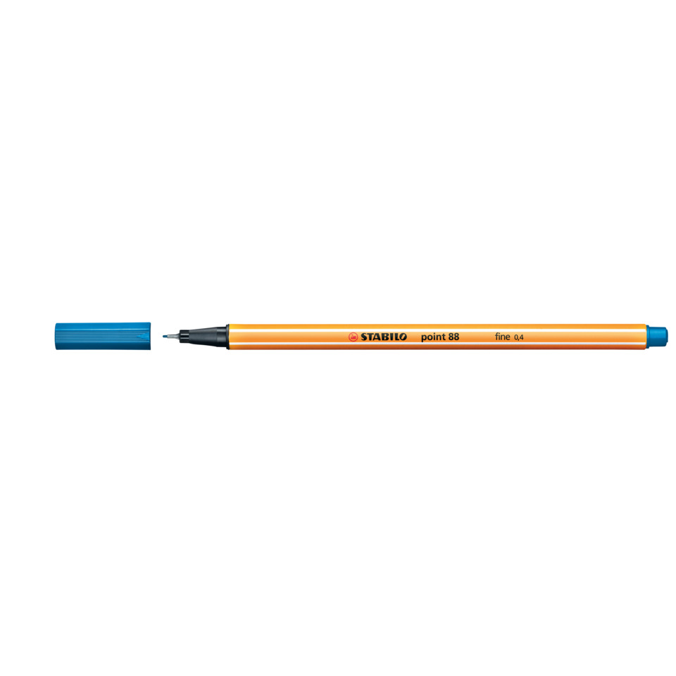 Marker, Stift, Fineliner, Orangene Hülle, Blau Cap, Markierstift, Orangener Stift, Blaues Cap, feiner Punkt, 0,4 mm