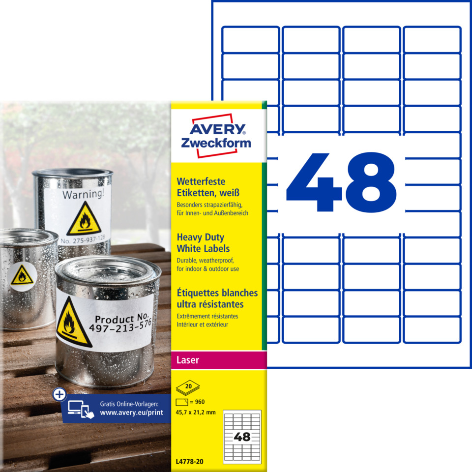 Etiketten, Weiß, Laser, Avery, Zweckform