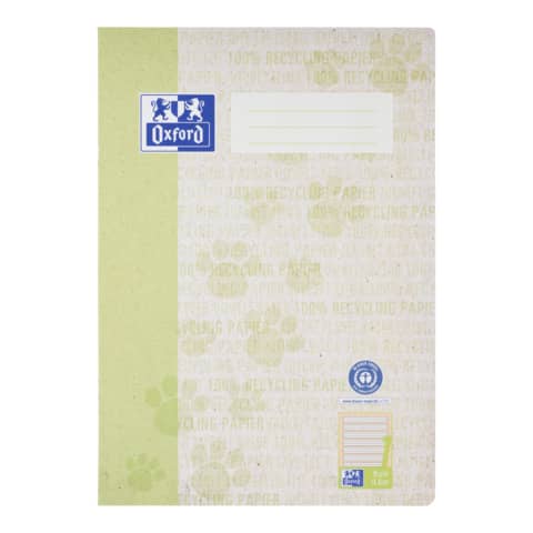 Heft Recycling, A4, 90g/m², 16 Blatt, Lin.1, liniert, hellgrün OXFORD 400159463
