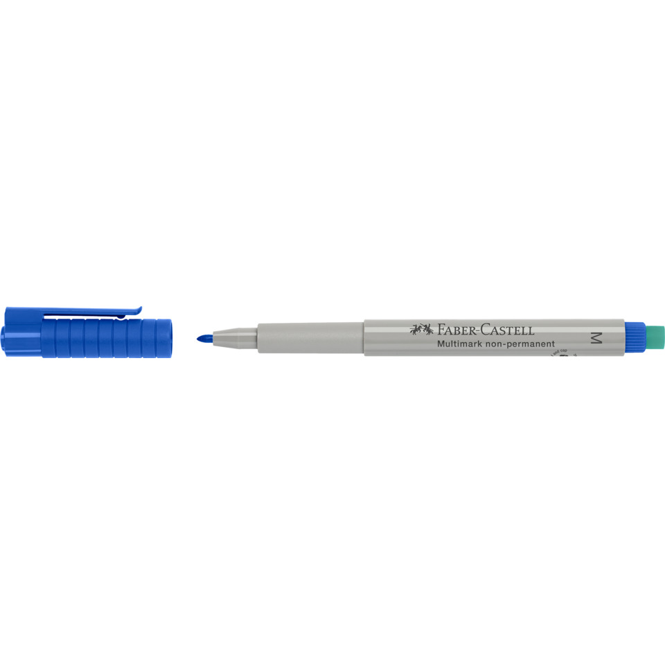 Marker, Fine-tip, Blue ink, Cap, Faber-Castell