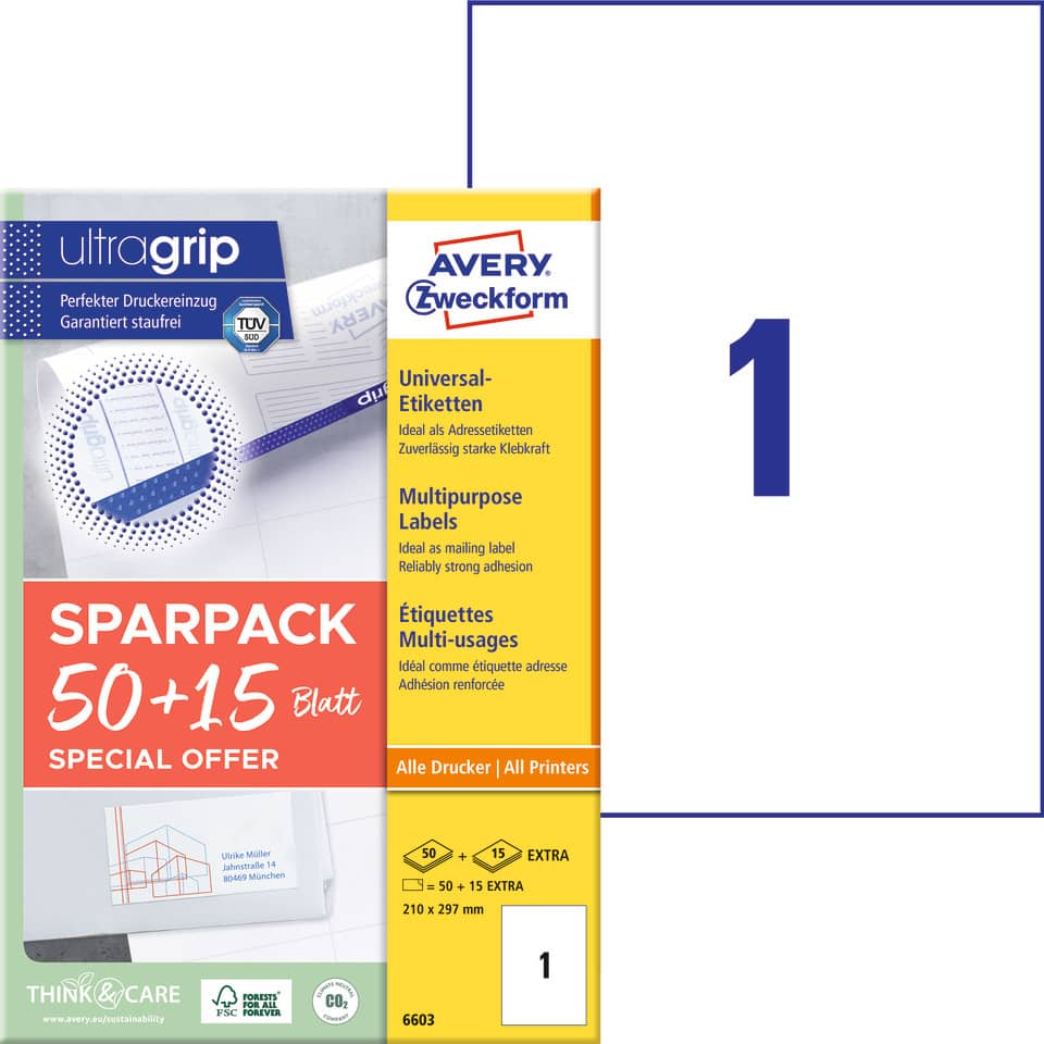 Klebepapier, Etiketten, Universaletiketten, Druckerpapier, Multifunktionsetiketten