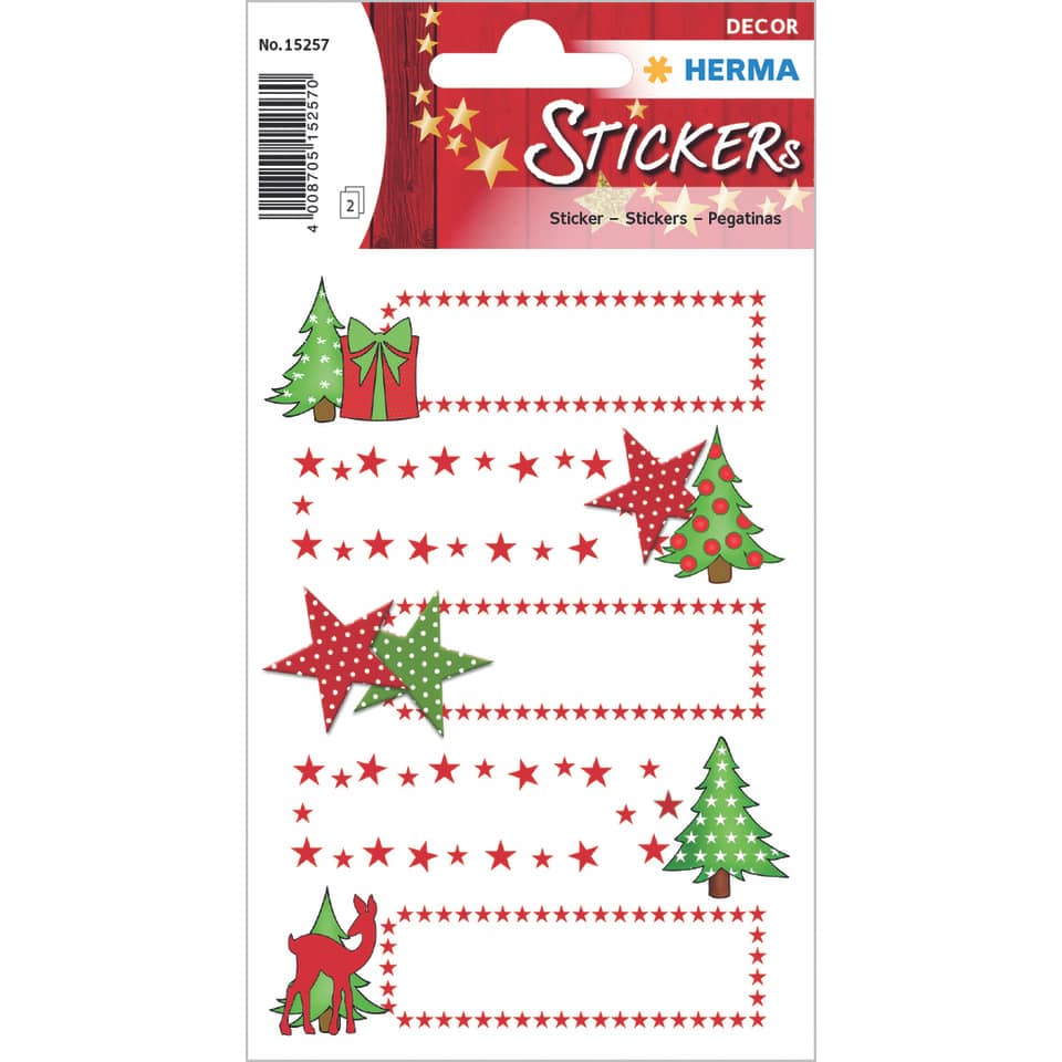 Sticker, Sterne, Boxen, Bäume, Hirsch