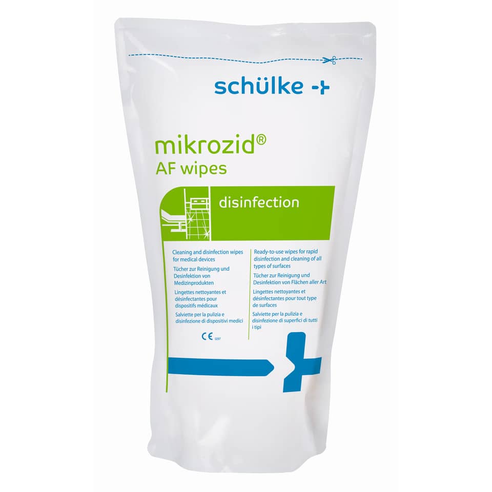AF wipes, Desinfektion, mikrozid, weiße Verpackung, grüne Kennzeichnung