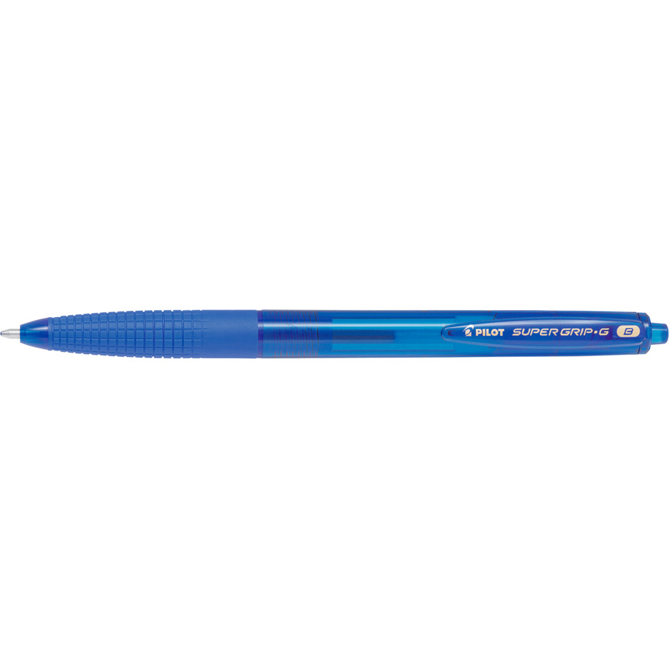 Kugelschreiber, blauer Stift, Gummigriff, ziehbar, Pilot Super Grip G