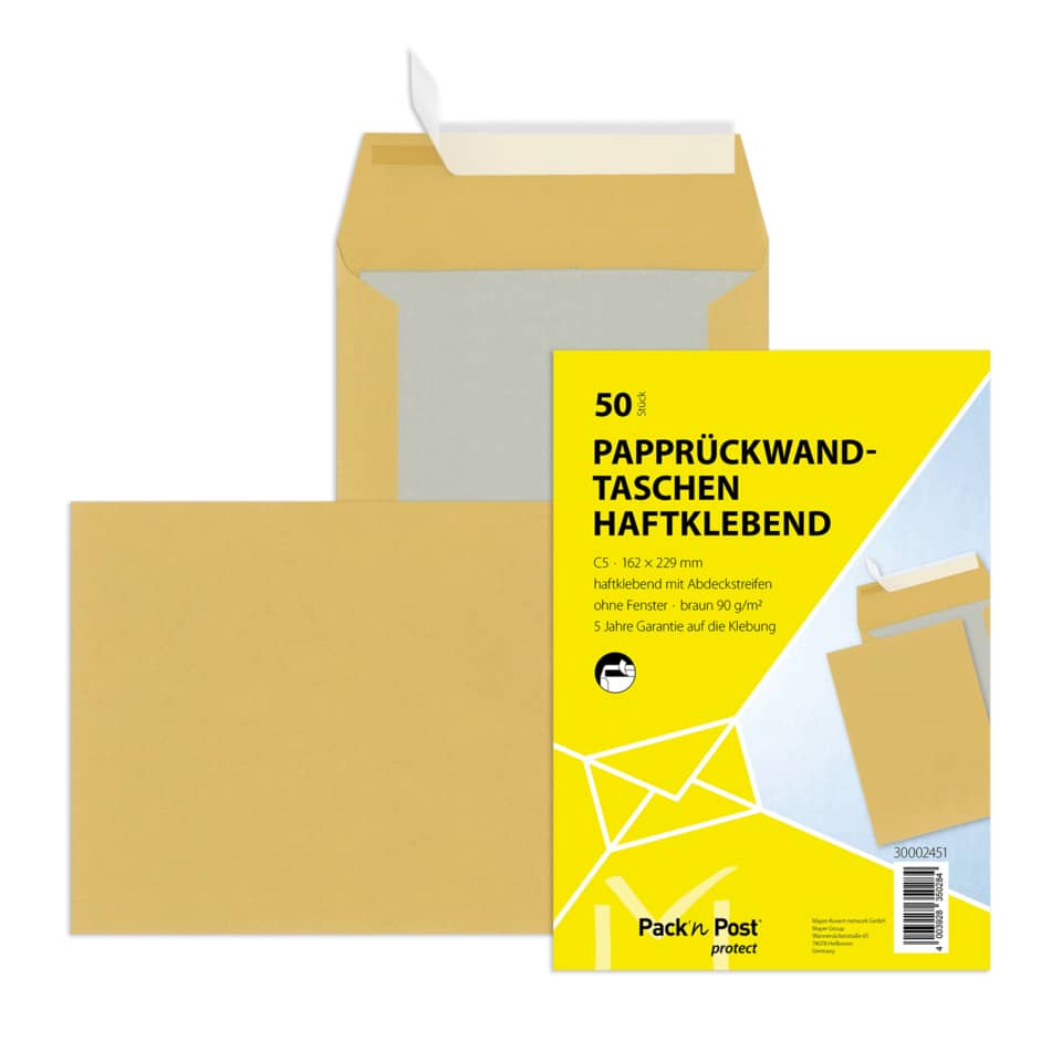 Pappprückwandtaschen, Haftkleben, Brieftaschen, Post, Klebeband