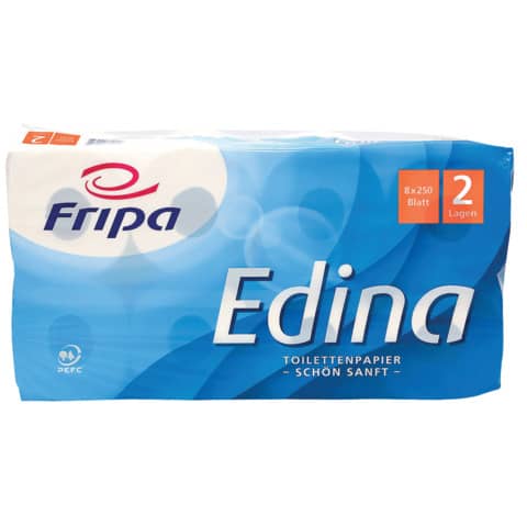 Toilettenpapier 2-lagig 8RL weiß   Edina FRIPA 1010808