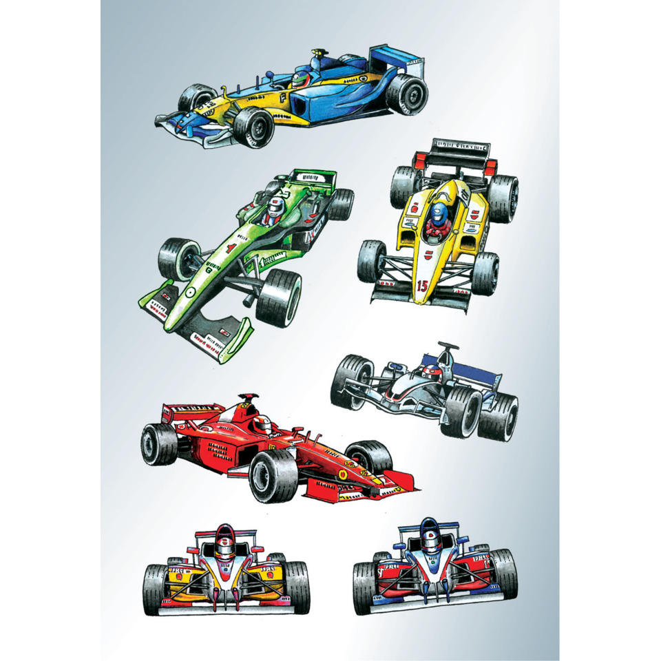 Formel 1 Auto, Rennwagen, Motorsport, Sammelbild, Kolorierte Zeichnung