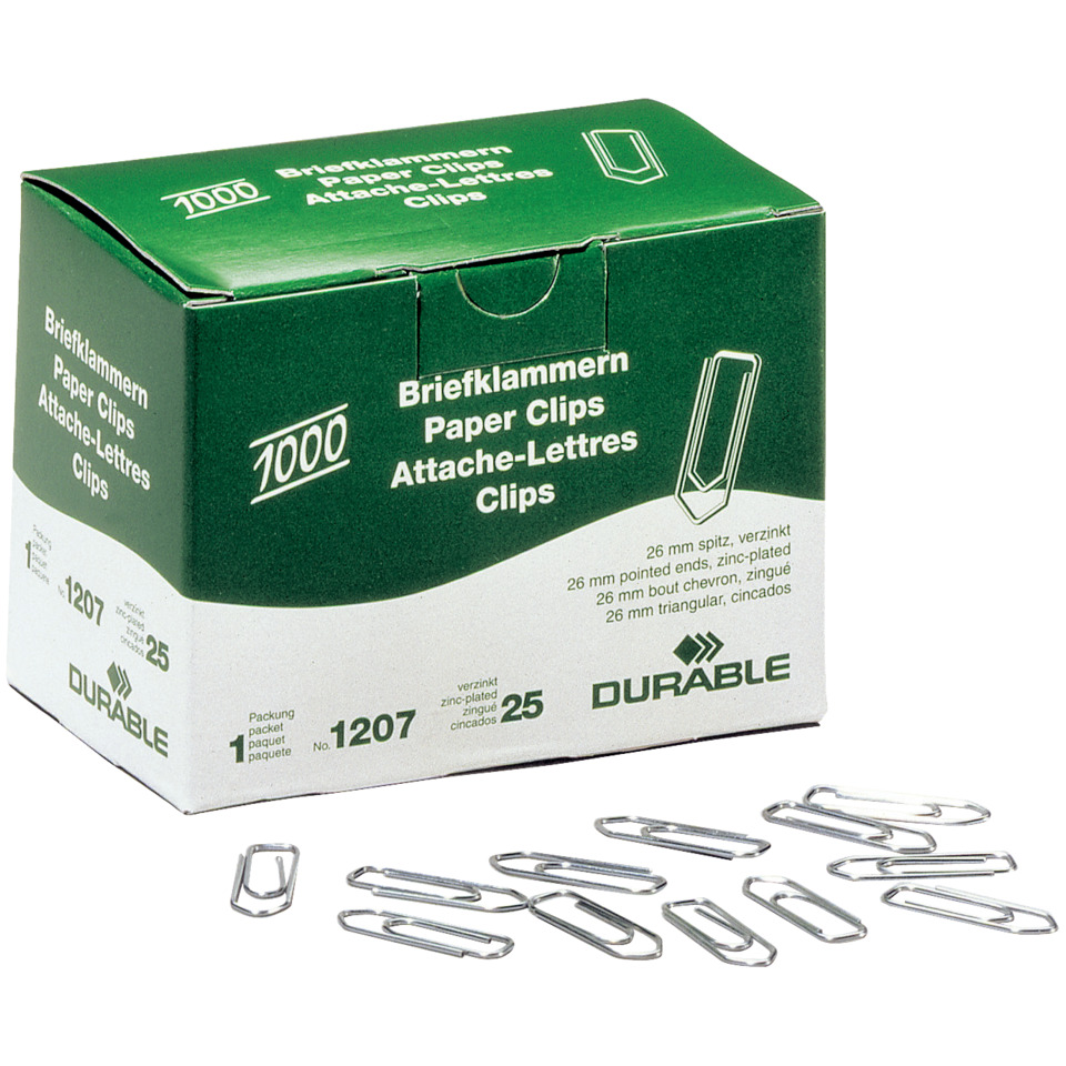 Bürobedarf, Befesterclip, Papierclips, Metallclips, Packung 1000
