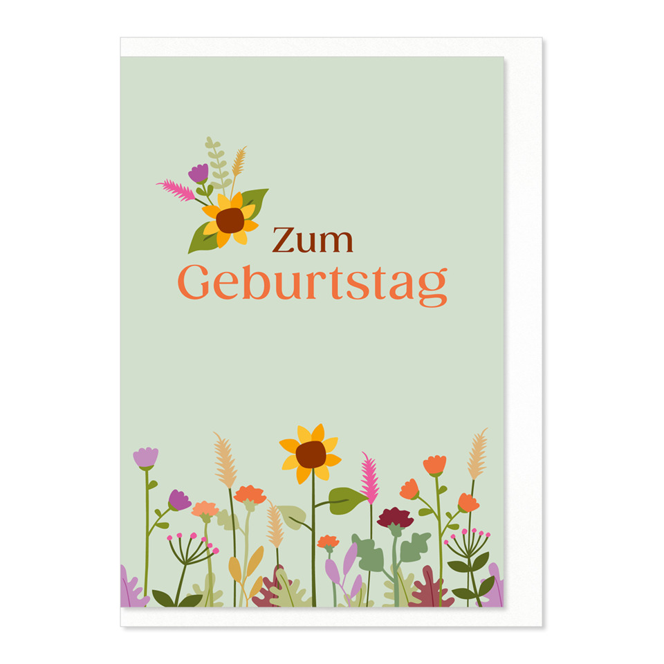 Postkarte, Geburtstagskarte, Blumen, Sonnenblume, Grußkarte