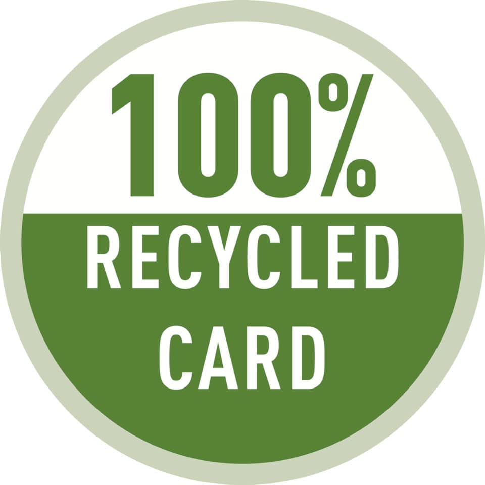 recycelte Karte, 100% recycelt, Öko Karte, grüner Kreis, Etikett Logo