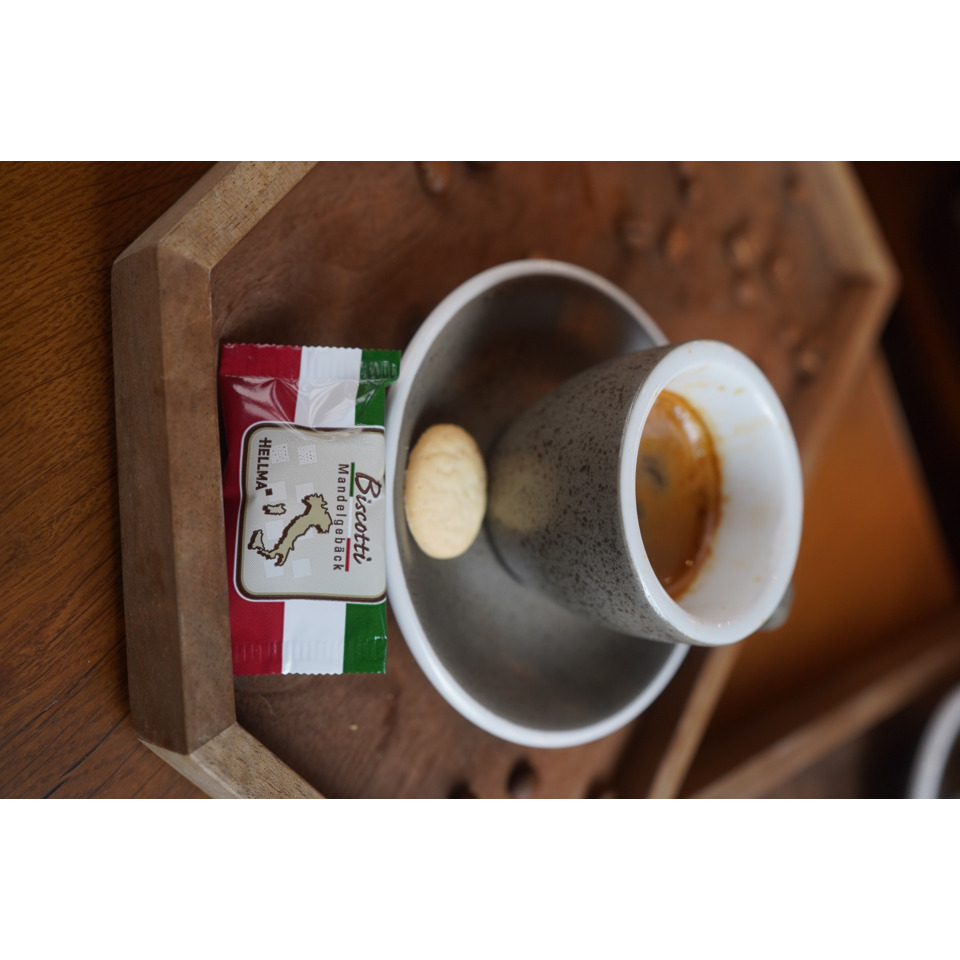 Espresso, Kaffee, Zuckerbeutel, Kaffeetasse, Keks
