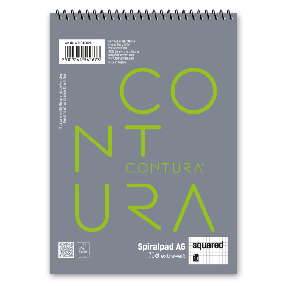 spiralnotebook, A6, spiralbound, notebook, grid
