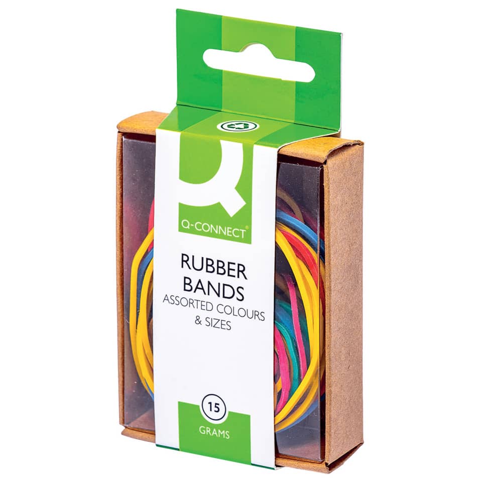 Gummibänder, bunte Farben, 15 Gramm, verpackt, kartonverpackung