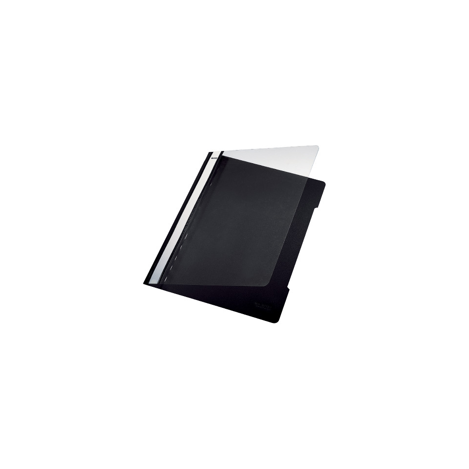 Ordner, Leder, Schwarz, Transparenter Clip, A4