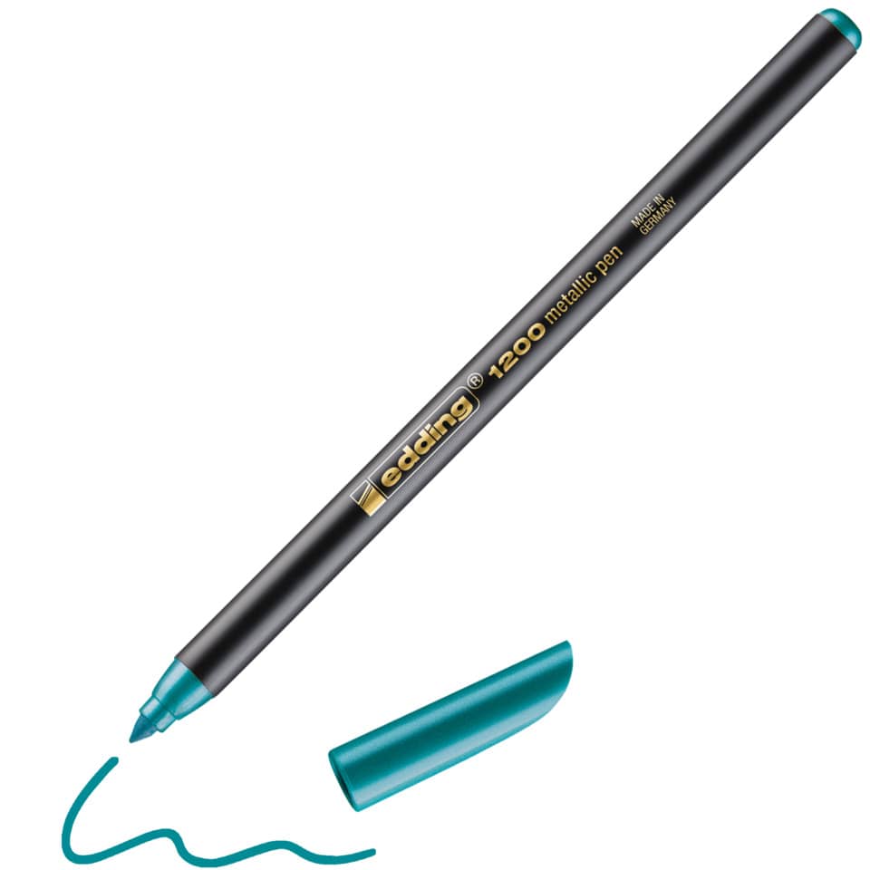 metallischer Stift,  turquoise Kappe, turquoise Spitze, Dual-Ton Stift, Glättungslinie