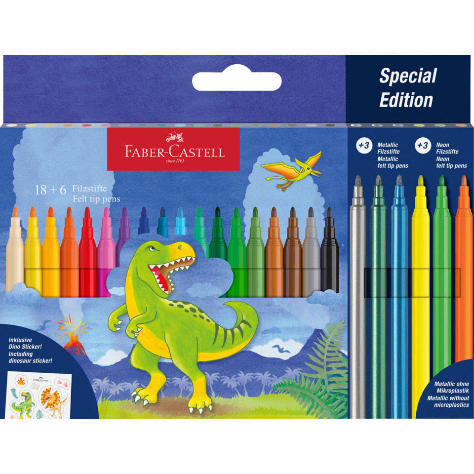Filzstifte, Farbbleistifte, Dinosaurier, Metallic, Kinderzeichenset