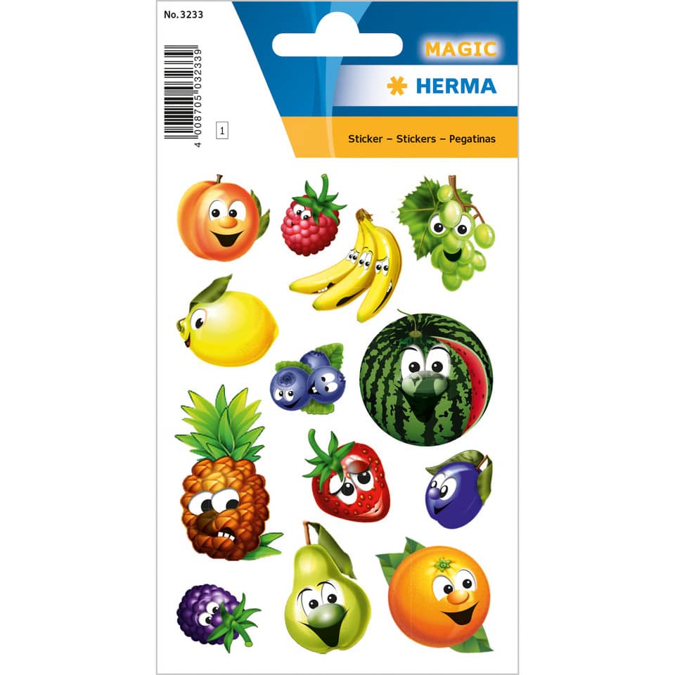 Sticker, Früchte, Fruchtgesichter, Kinderartikel, Dekoration