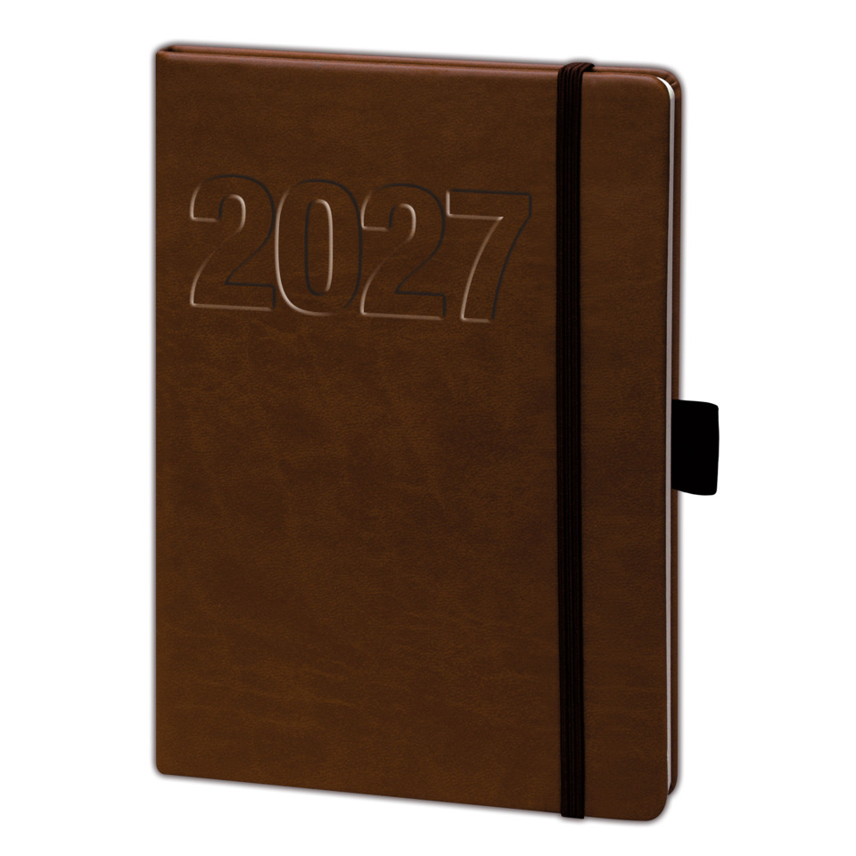 Notizbuch, Kalender, Brown, Lederoptik, Jahresplaner