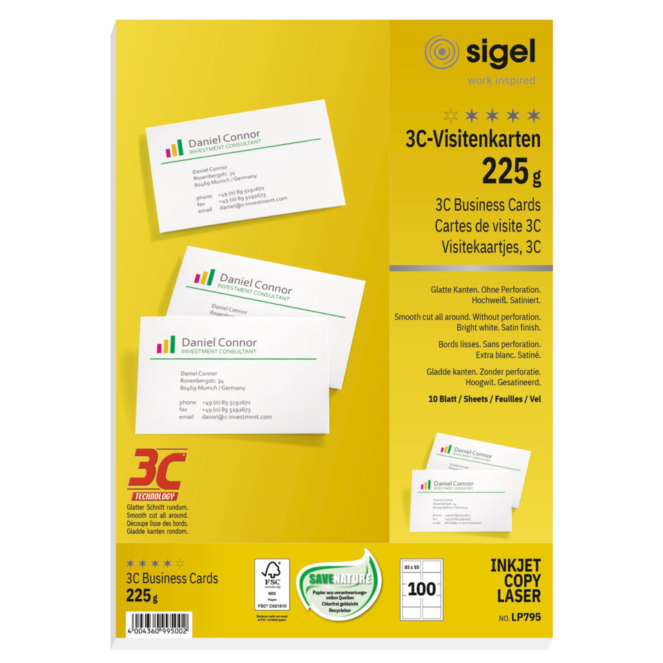 visitenkarten, 3C, geschäftskarten, kartenpaket, gelb