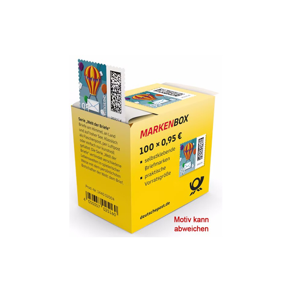 Briefmarkenbox, Postwertzeichen, Stempelmotiv, Gelb, Vorratsbox