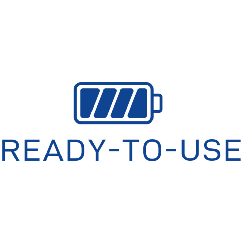 Batterie, Symbol, bereit-zum-Verwenden, Icon, Blau