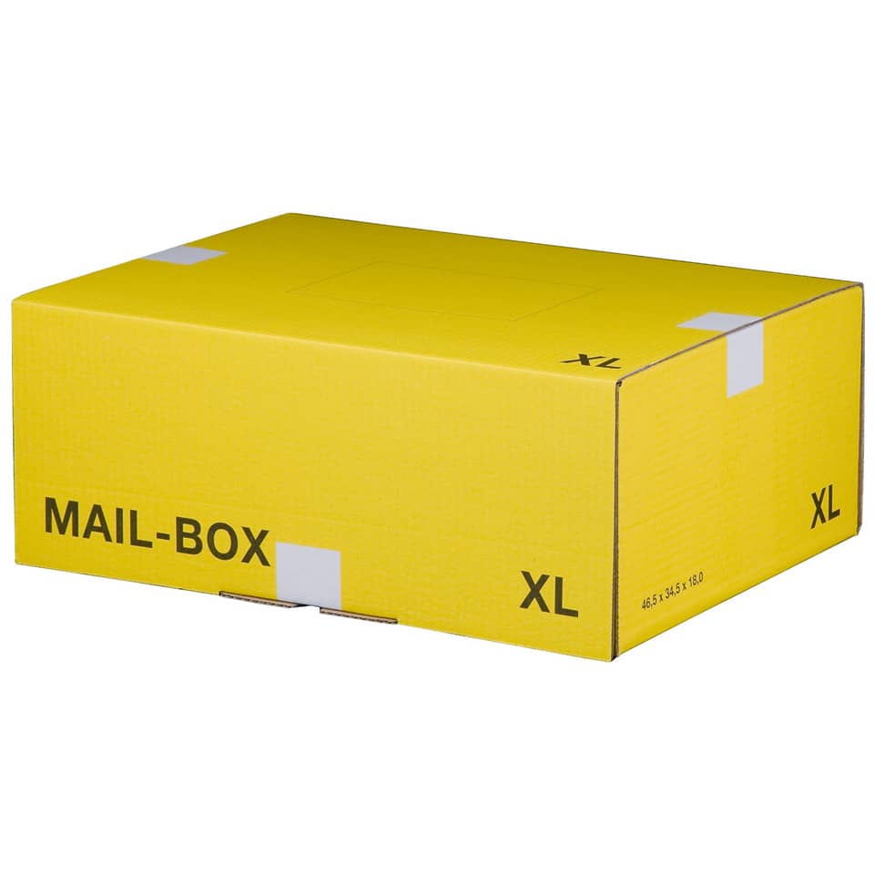 Postfach, Karton-Box, gelbe Box, Versandbox, XL Größe