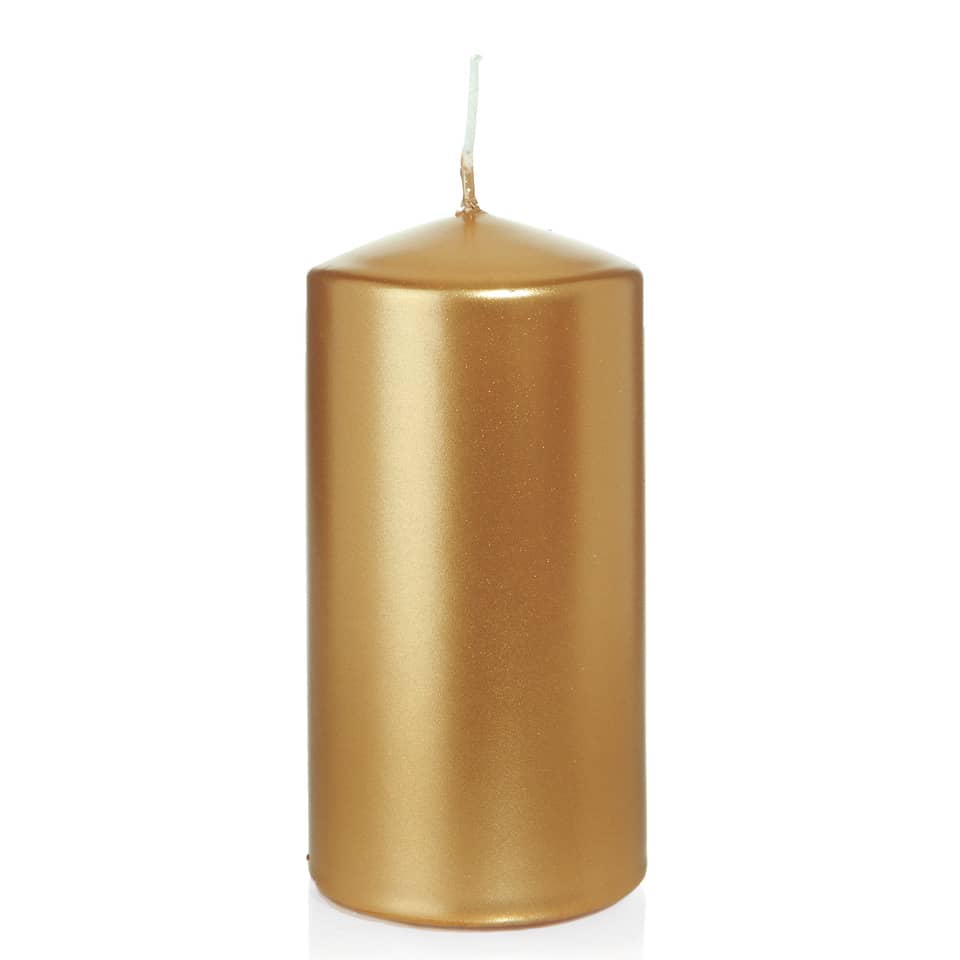 Kerzen, Stumpenkerze, Gold, einfarbig, groß
