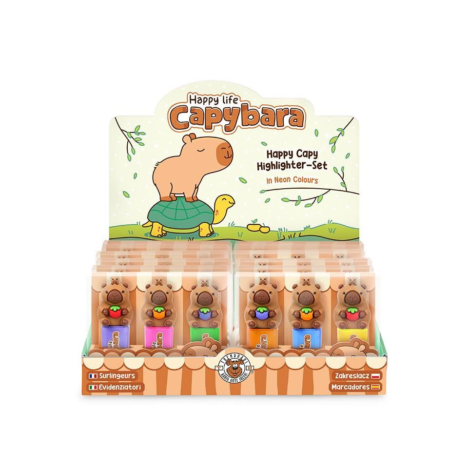 Textmarker Squishy Happy Life Capybara, 3 Stück, sortiert TRENDHAUS 967091