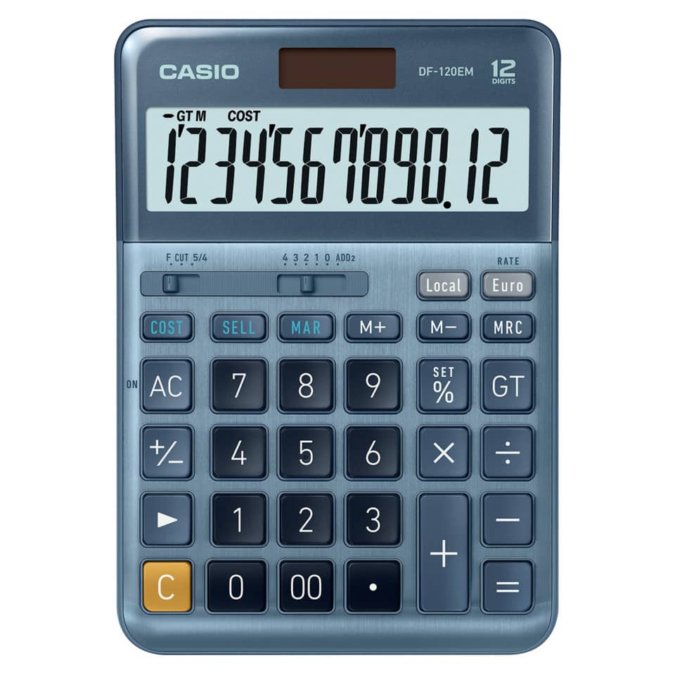 Taschenrechner, Casio, 12-stellig, große Anzeige, Tastenblock