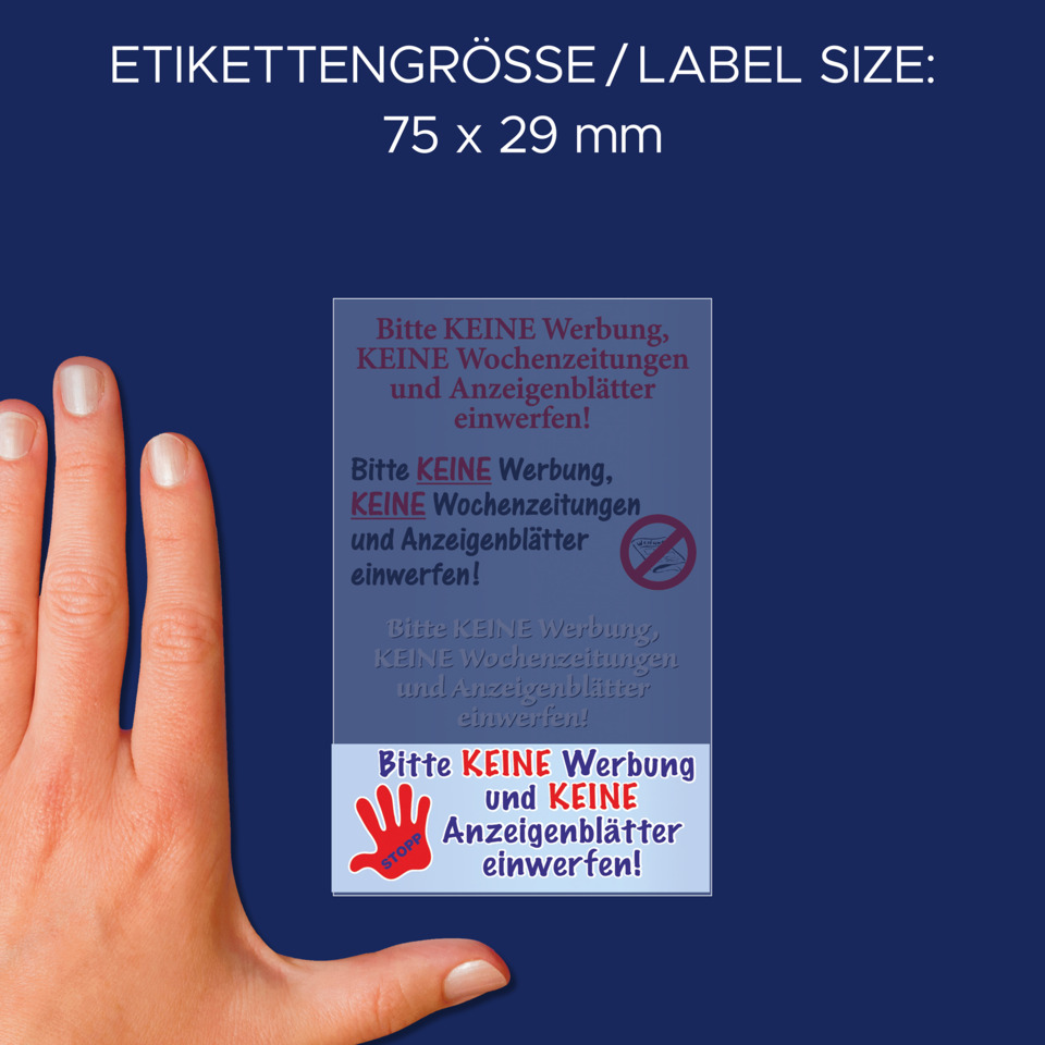 Hand, Sticker, Hinweisschild, Werbeverbot, Aufkleber