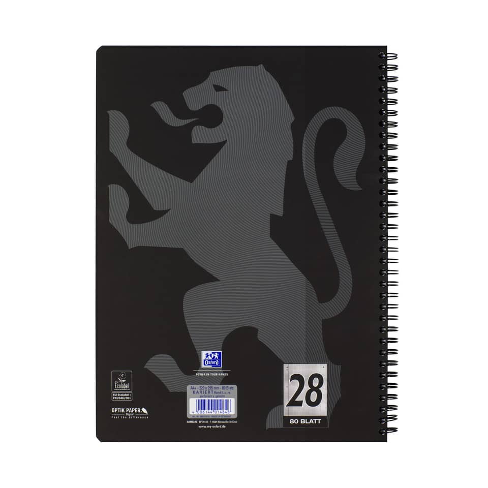 Notizbuch, Spiralbindung, Schwarz, Löwensilhouette, 80 Blätter