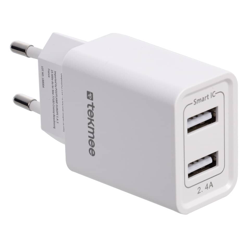 Reiseladeadapter, USB-Ladegerät, 2 USB, Smart IC, 2,4 A