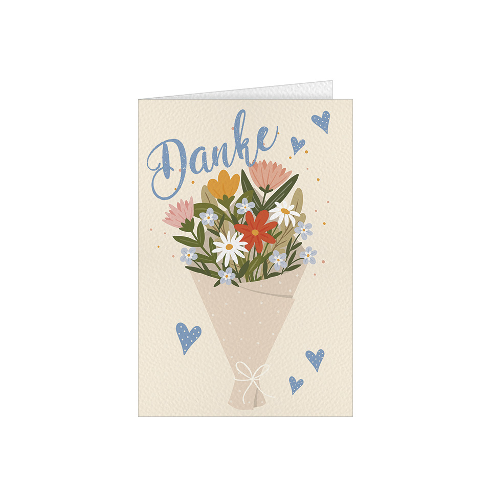 Grußkarte, Blumenstrauß, Bouquet, Dankeschön, Herzdeko