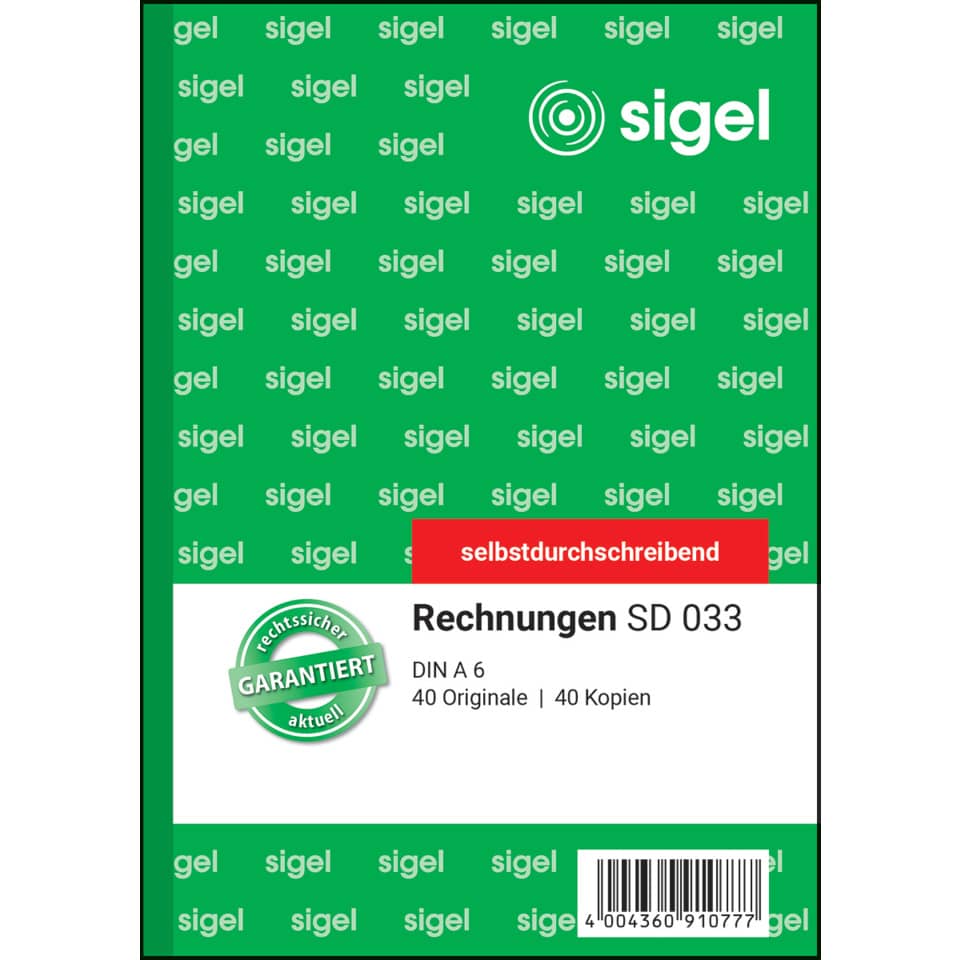notiz, rechnungen, rechnungen sd 033, din a6, 40 originale 40 kopien