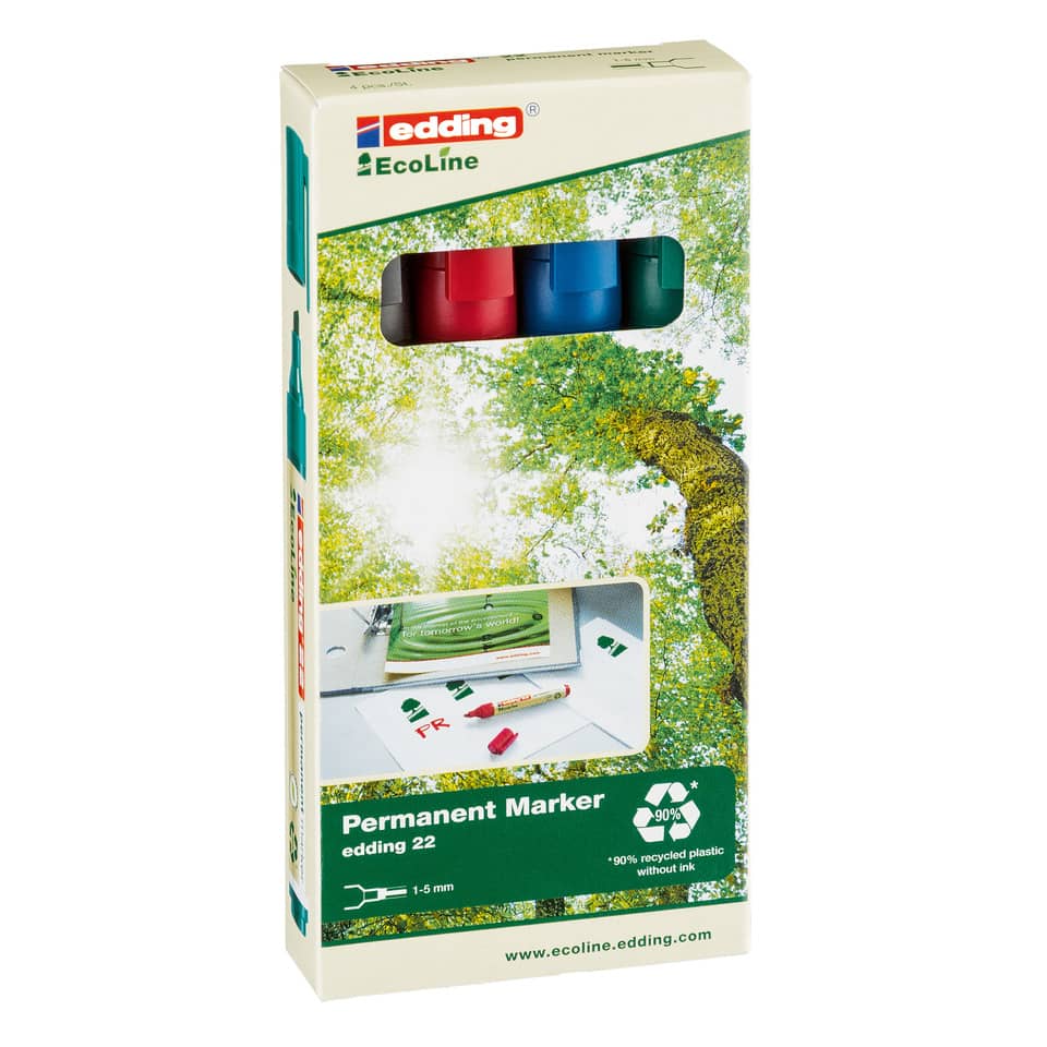 Permanentmarker, Marker, Edding, EcoLine, Kartonverpackung