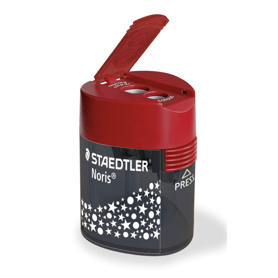  Bleistiftspitzer, Rotkappe, Staedtler, Noris, Behälterdesign