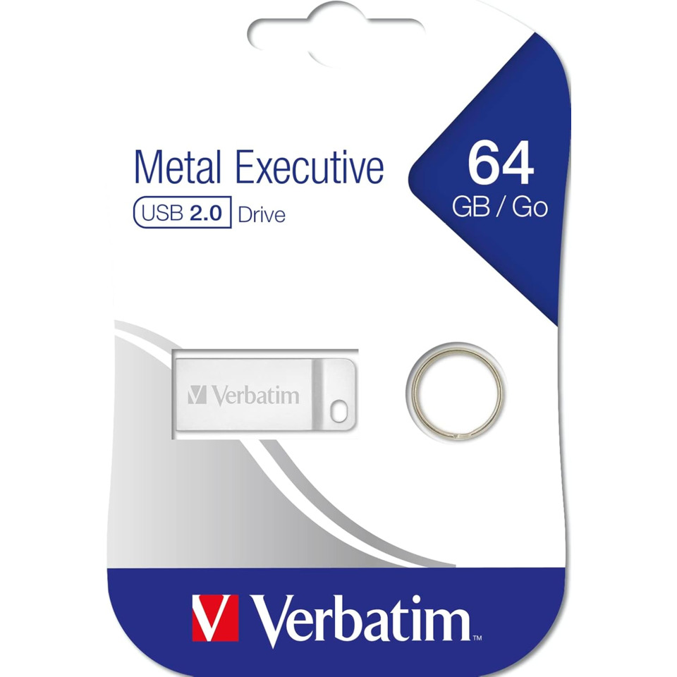 usb drive, 64 gb, metallisch, usb 2.0, verbatim