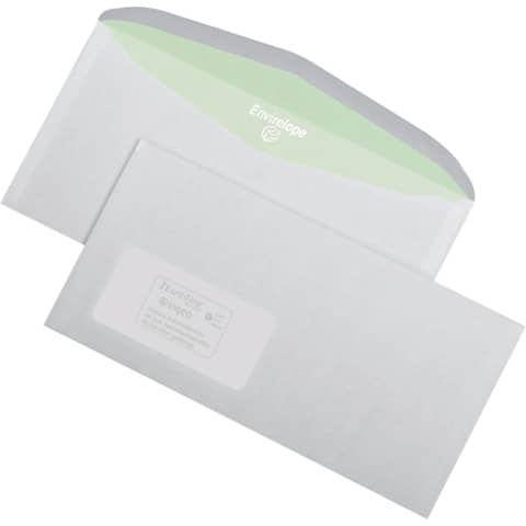 Briefumschlag mit Fenster, DIN lang, 75g/m², nassklebend, 1000 Stück, weiß ENVIRELOPE 30005402