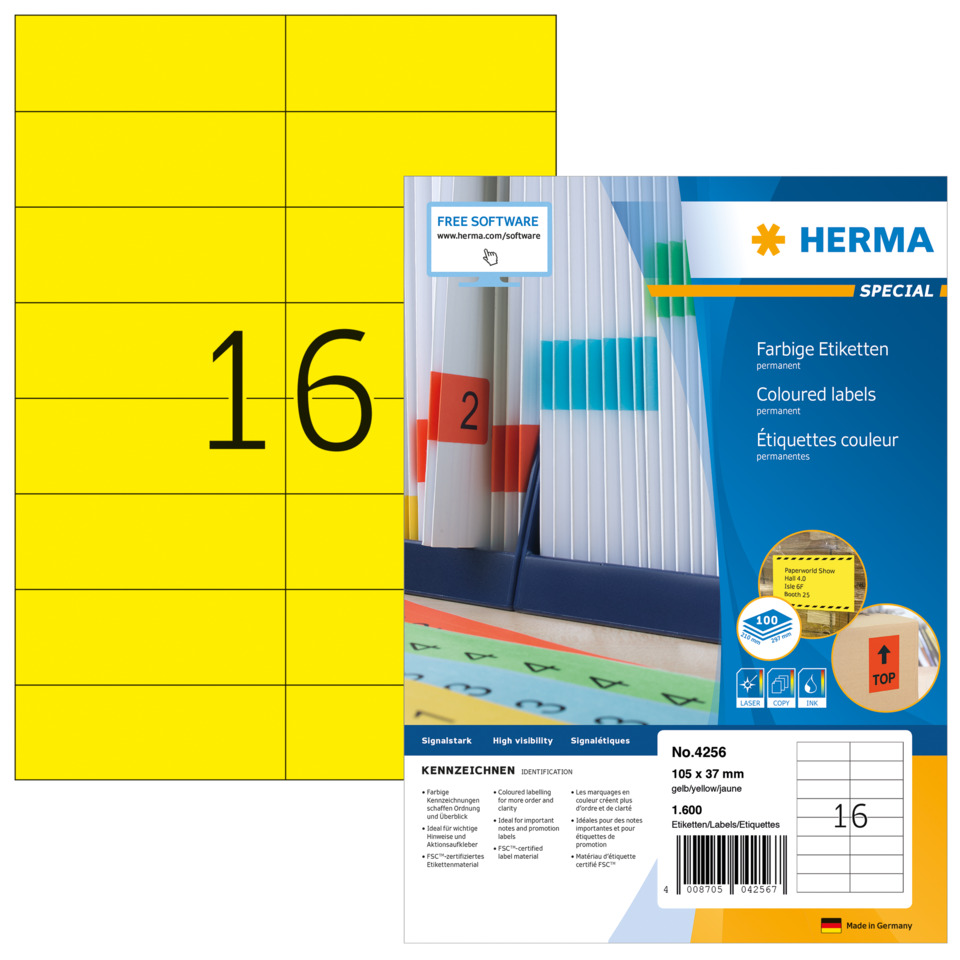 Etiketten, Farbstab, Gelb, Klebeetiketten, Herma Verpackung, Etiketten,  farbige Etiketten, Schilder, Postetiketten, Klebeklebeband?