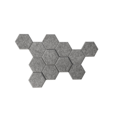 Akustik-Waben 12er Set, 6-eckig, 8 x 1,6/ 4 x 2,5 cm, grau HAMMERBACHER VAWB15/5