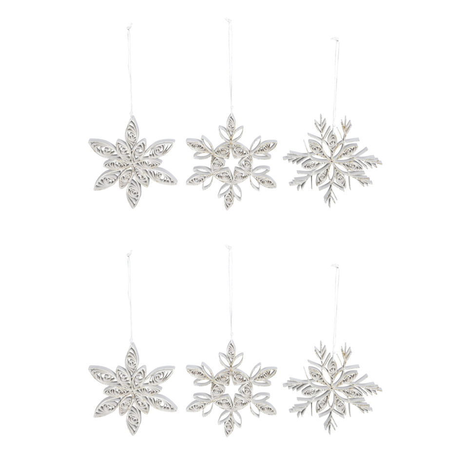 Schneeflocken, Weihnachtsdeko, Hänger, Silber, Kunststoff