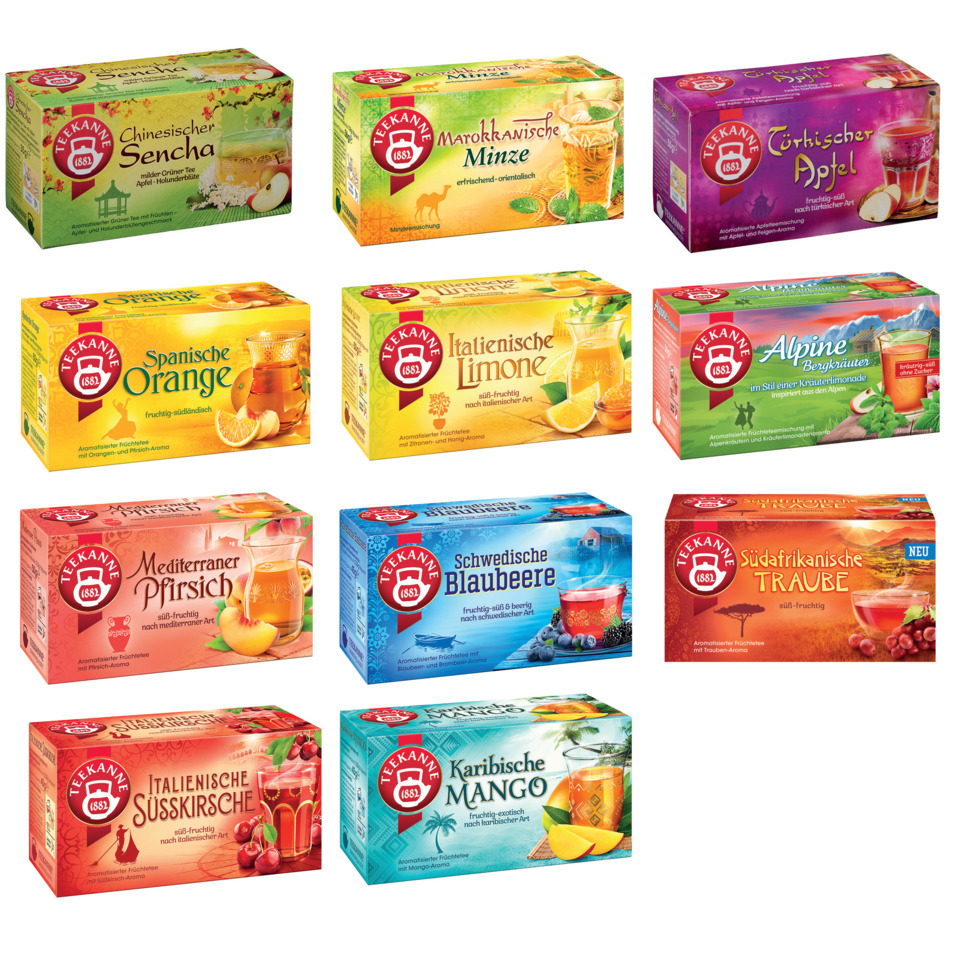 Teebeutel, Früchtetee, Sortenbox, Fruchtig, Kartonverpackung