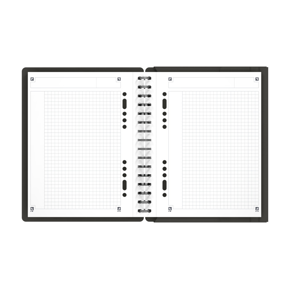 Spiralbound, Notebook, A4, grid paper, leatherette back